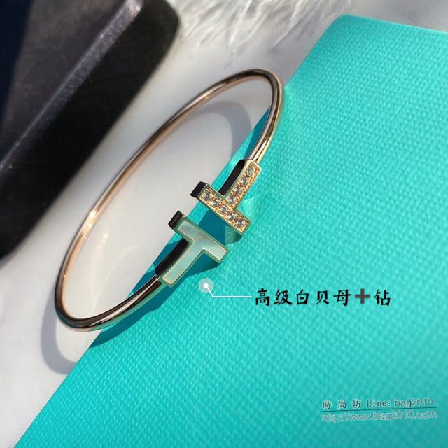Tiffany飾品 蒂芙尼女士專櫃爆款T Square松石帶鑽雙t手鐲  zgt1669